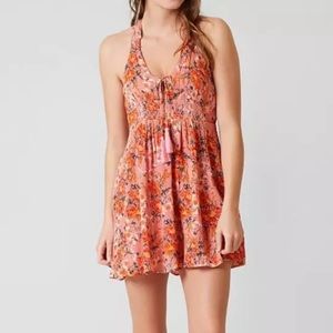 Free people Pink Floral Mini Dress Medium
